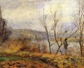 den Ufern des oise Pontoise auch als Mann der Fischerei 1878 Camille Pissarro Landschaft Fluss bekannt